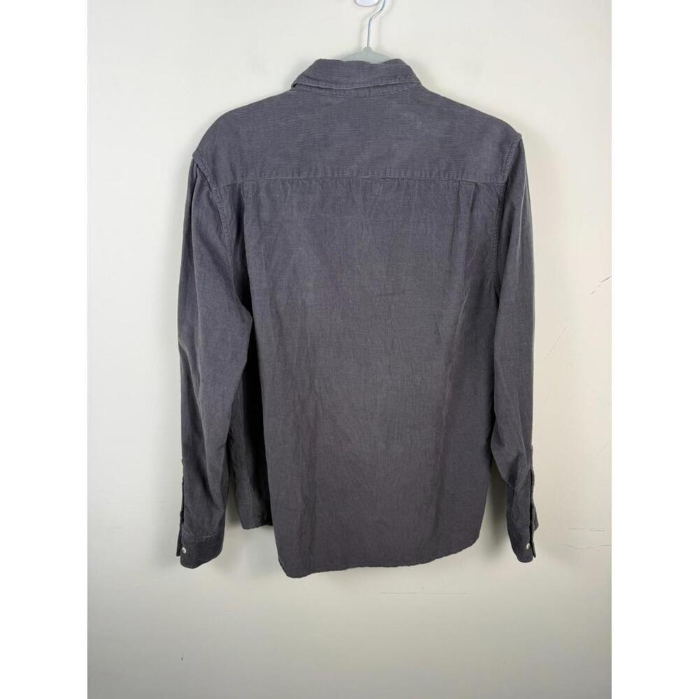 Wellen Corduroy Shirt Mens Large Dark Gray Huckberry Organic Cotton Button Down - Picture 3 of 6